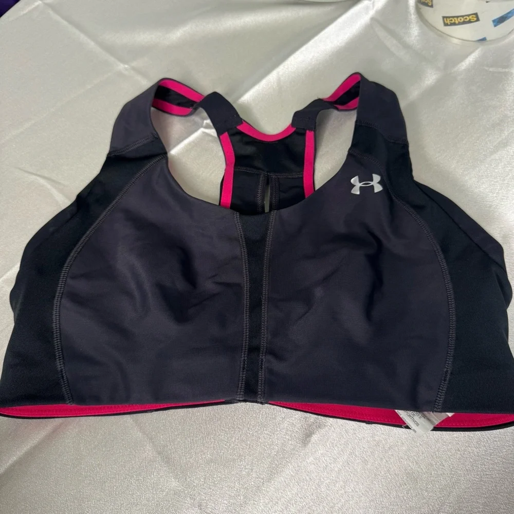 Under Armour Black and Pink High-Impact Sports Bra